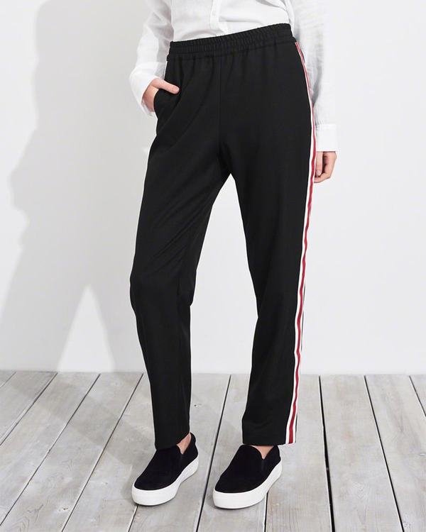 Pantaloni Hollister Donna Side-Stripe Crop Taper Nere Italia (255WYITL)